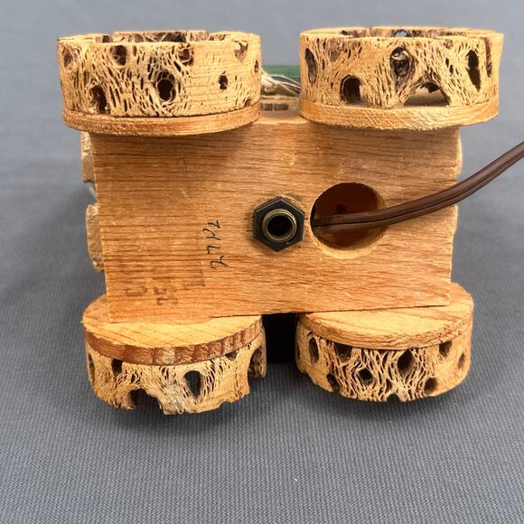 VTG Cholla Cactus Wood Covered Wagon Lamp 5" Rustic Southwest Deer Old West USA - Picture 10 of 16